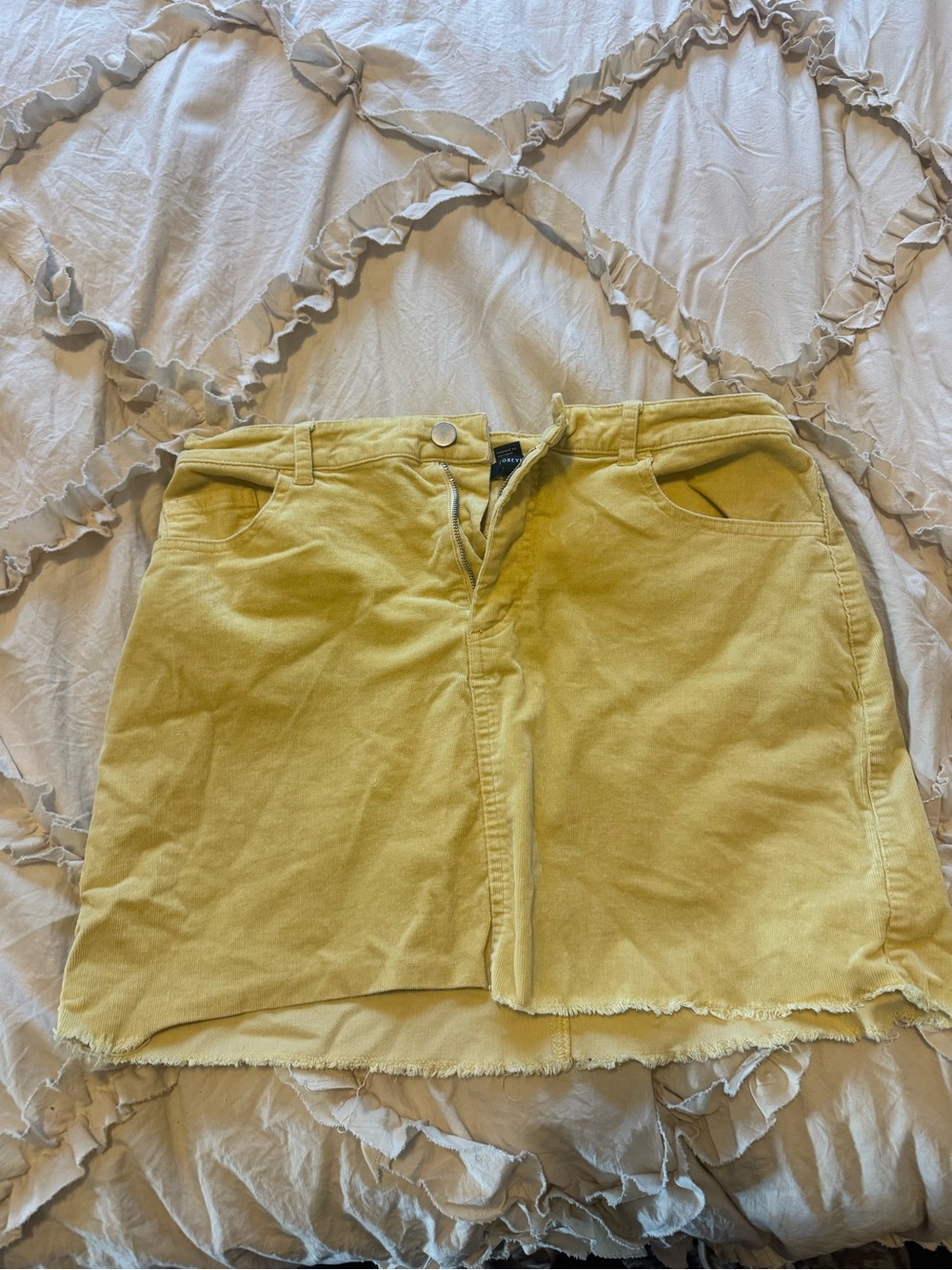 Forever 21 Yellow Corduroy Mini Skirt with Raw Hem